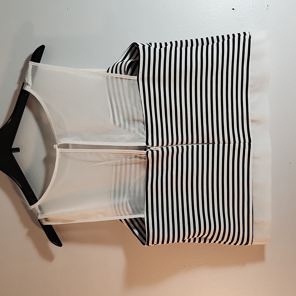 ASOS nautical stripe sheer sleeveless bodice crop top size 8 - Picture 3 of 6